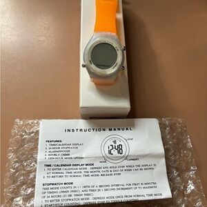 Vintage Silver and Orange Earthlink LCD Watch/Stopwatch